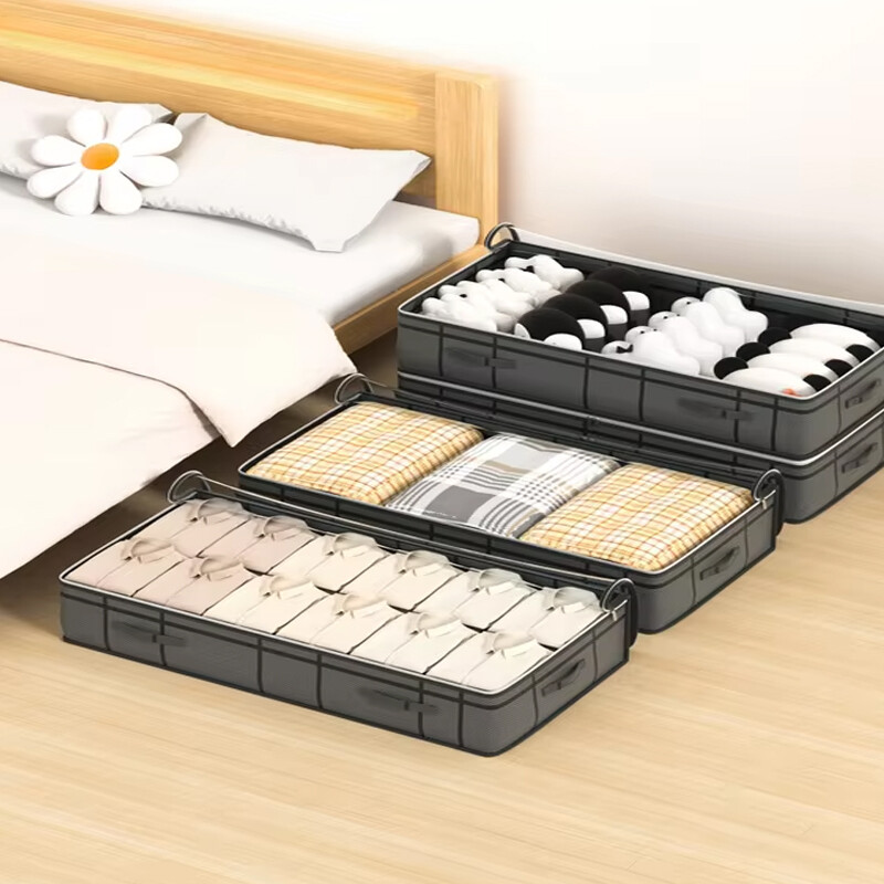 1PC salokāms neausta gultas apakšas glabāšanas maisiņš Lielas ietilpības apģērbu segas uzglabāšanas soma Sakopta guļamistabas skapja putekļi