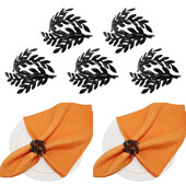 6Pcs Halloween prstenovi za salvete Black Leaf Držači za salvete Prstenovi za Halloween Holiday Home Kuhinja Postavka stola HB74