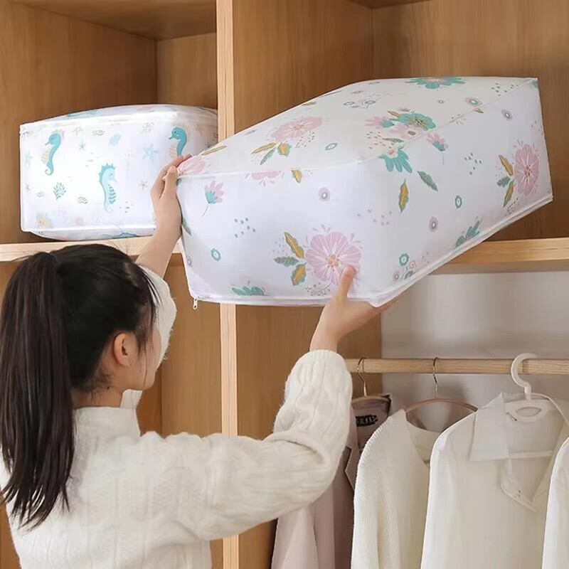 Mūsdienīgs, lielas ietilpības mitrumizturīgs uzglabāšanas maisiņš Mājas apģērba sega Putekļu uzglabāšana Organizācijas soma Rāvējslēdzēja stila pārvietojamā iepakojuma soma