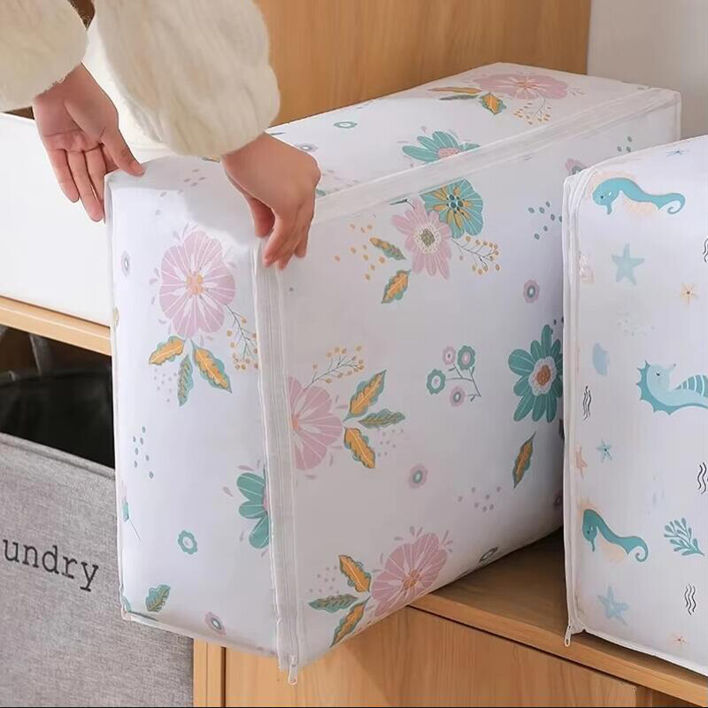 Mūsdienīgs, lielas ietilpības mitrumizturīgs uzglabāšanas maisiņš Mājas apģērba sega Putekļu uzglabāšana Organizācijas soma Rāvējslēdzēja stila pārvietojamā iepakojuma soma