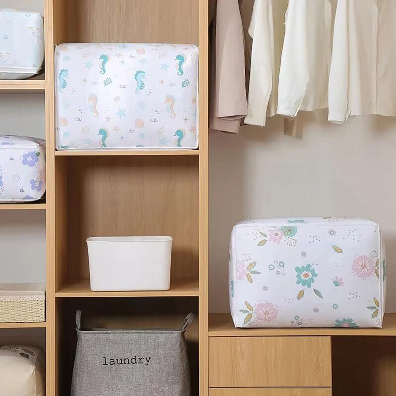 Mūsdienīgs, lielas ietilpības mitrumizturīgs uzglabāšanas maisiņš Mājas apģērba sega Putekļu uzglabāšana Organizācijas soma Rāvējslēdzēja stila pārvietojamā iepakojuma soma