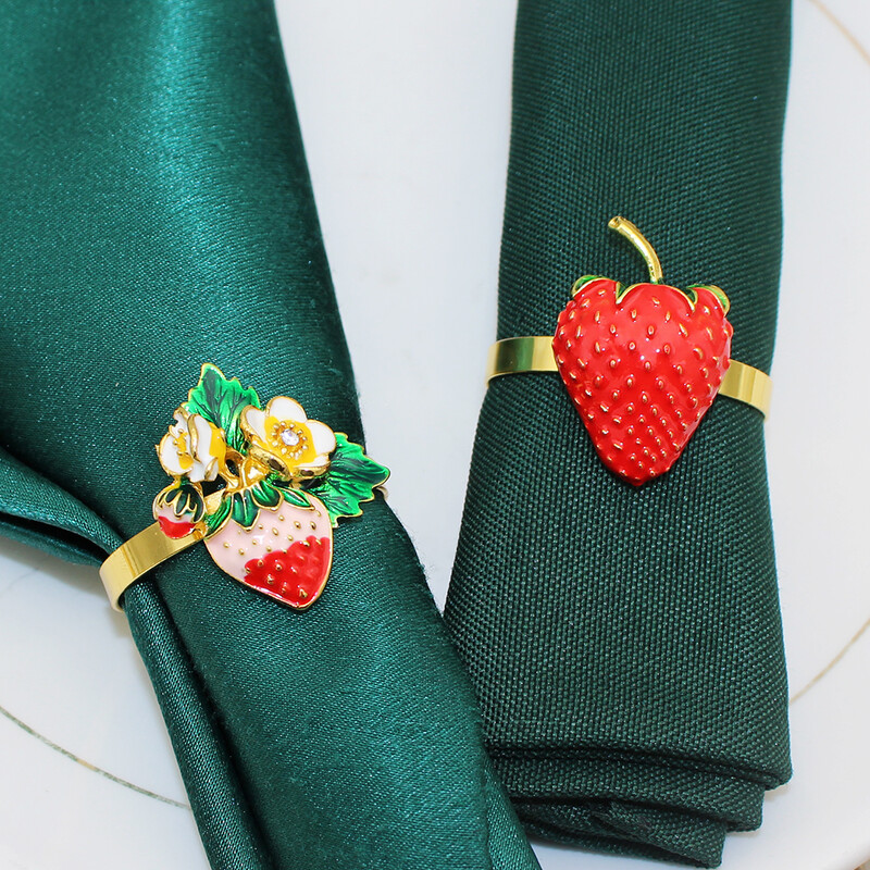 6Pcs Limun prstenovi za salvete Jagoda Držač za salvete za svadbu Večera Banket Božić Dan zahvalnosti Dekoracija stola HWE24