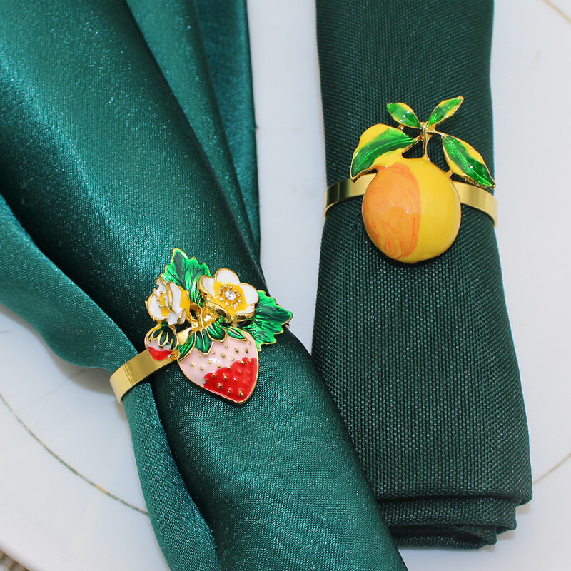 6Pcs Limun prstenovi za salvete Jagoda Držač za salvete za svadbu Večera Banket Božić Dan zahvalnosti Dekoracija stola HWE24