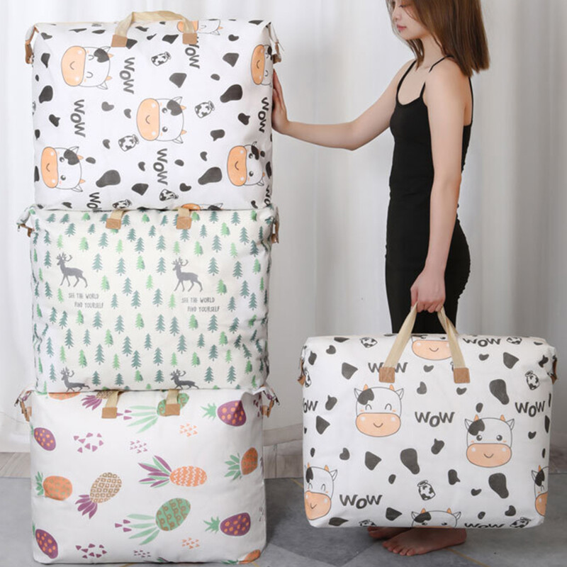 Vreća za pohranu popluna s patentnim zatvaračem sa slatkim printom Vreća za pakiranje velikog kapaciteta s dvostrukim ručkama Vreća za pohranu odjeće otporna na vlagu