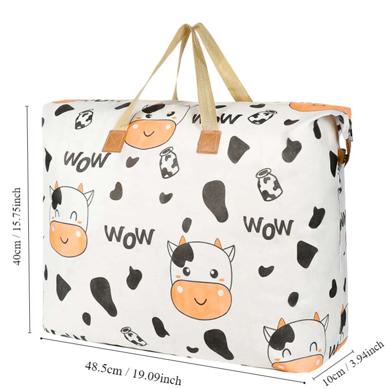 Vreća za pohranu popluna s patentnim zatvaračem sa slatkim printom Vreća za pakiranje velikog kapaciteta s dvostrukim ručkama Vreća za pohranu odjeće otporna na vlagu