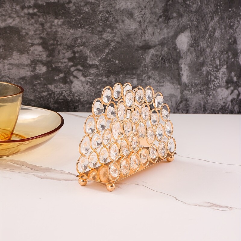 1kom, Elegantni kristalni držač za ubruse sa kopčom za papirnate ručnike s troja vrata - Savršen za blagovaonski stol, hotel, kafić i dekoraciju - G