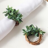 6kom prstena za salvete s dizajnom vijenaca od lažnog lišća Svečana dekoracija stola Šarmantni prsteni za salvete od ratana za zabave na selu