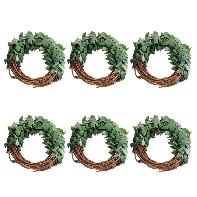 6kom prstena za salvete s dizajnom vijenaca od lažnog lišća Svečana dekoracija stola Šarmantni prsteni za salvete od ratana za zabave na selu