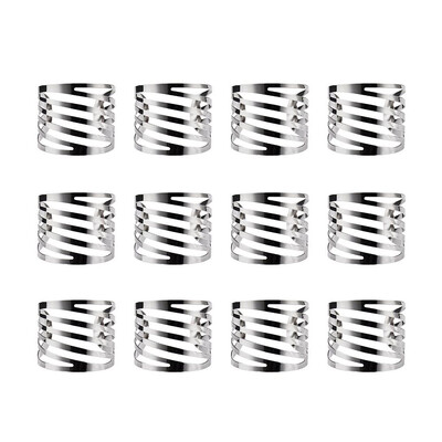 Pakiranje od 12 prstenova za rođendanske salvete, ukrasni izdubljeni držač za kopče, srebrni