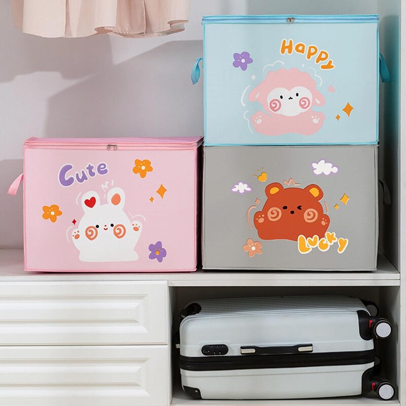 Vreća za pohranjivanje popluna za odjeću velikog kapaciteta, slatke životinje iz crtića, sklopiva torba od netkanog materijala, organizator za pohranu odjeće u ormaru