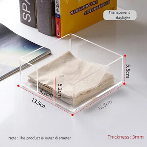 Akrilna kutija za maramice Jednostavna dnevna soba Restoran Hotel Kutija za pohranu salveta za radnu površinu Prozirna četvrtasta salveta koja se može ukloniti maramice