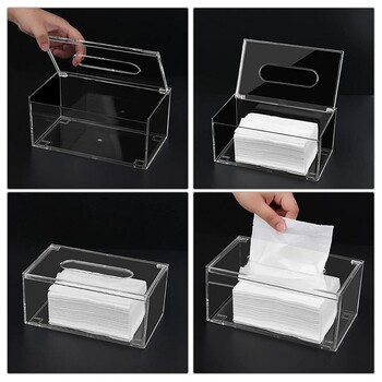 Clear Acrylic Tissue Box Θήκη χαρτοπετσέτας Αδιάβροχο Διαφανές Ορατό Ακρυλικό Διαφανές χαρτοπετσέτα Κουτί αποθήκευσης Home Organizer Θήκη