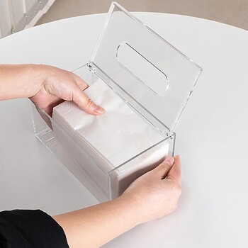 Clear Acrylic Tissue Box Θήκη χαρτοπετσέτας Αδιάβροχο Διαφανές Ορατό Ακρυλικό Διαφανές χαρτοπετσέτα Κουτί αποθήκευσης Home Organizer Θήκη