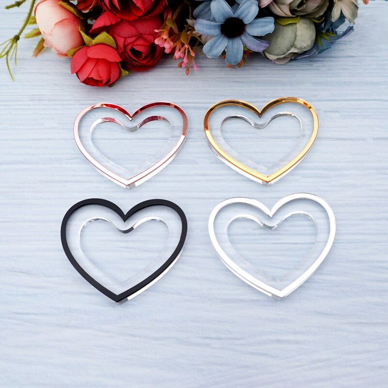 Акрилни огледални пръстени за салфетки за декорация на маса Акрилни златисто-сребърни държачи за салфетки Пръстен със сърце / кръгла форма Вечеря Сватба Използване
