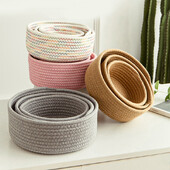 1kom ručno tkane košare Košara za rublje Skladištenje uredskih sitnica Ručno izrađena pletiva Pamučna korpa Okrugla i mala velika košara za pohranu