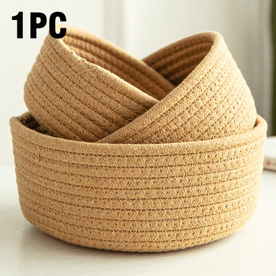 1kom ručno tkane košare Košara za rublje Skladištenje uredskih sitnica Ručno izrađena pletiva Pamučna korpa Okrugla i mala velika košara za pohranu