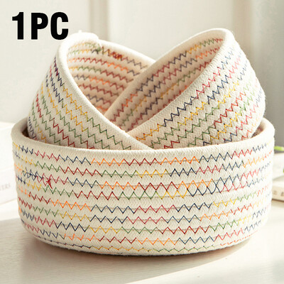 1kom ručno tkane košare Košara za rublje Skladištenje uredskih sitnica Ručno izrađena pletiva Pamučna korpa Okrugla i mala velika košara za pohranu