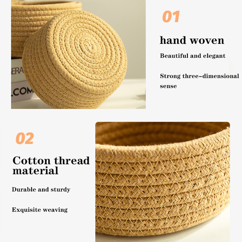 1kom ručno tkane košare Košara za rublje Skladištenje uredskih sitnica Ručno izrađena pletiva Pamučna korpa Okrugla i mala velika košara za pohranu
