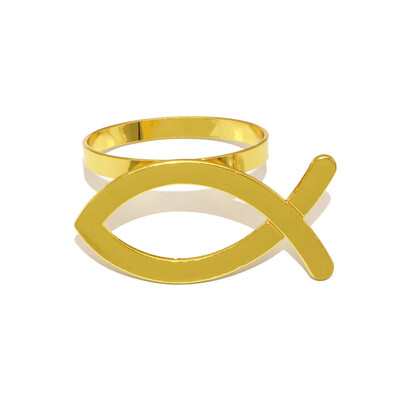 8Gb Zelta salvešu gredzeni Sudraba krusta zivs formas salvešu turētājs Jesus Christian salvešu gredzeni pirmās Komūnijas ballītes galda dekorēšanai