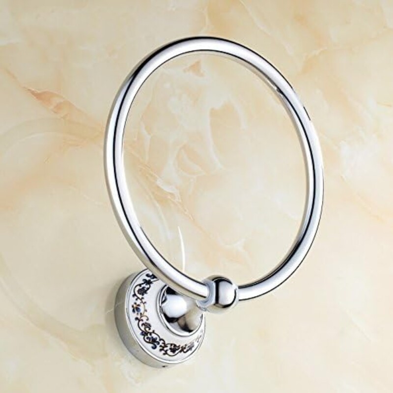 Vonios kambario rankšluosčių kabykla prie sienos tvirtinamas rankšluosčių žiedas iš nerūdijančio plieno gražiai raižytas pagrindo rankšluosčių kabykla su poliruota apdaila