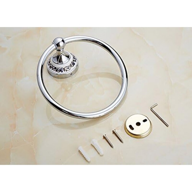 Vonios kambario rankšluosčių kabykla prie sienos tvirtinamas rankšluosčių žiedas iš nerūdijančio plieno gražiai raižytas pagrindo rankšluosčių kabykla su poliruota apdaila