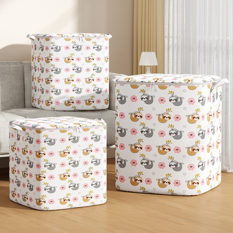1 ks prenosná veľkokapacitná úložná taška na prešívanú prikrývku s roztomilým medvedíkom a kockovaným vzorom, organizér na oblečenie, perfektná úložná taška na sťahovanie