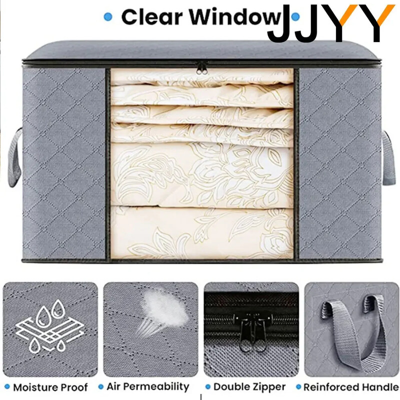 Caja de almacenamiento no tejida de gran capacidad para ropa y ropa de cama, bolsas de almacenamiento duraderas, 1 paquete