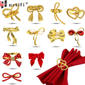 6 ks krúžkov na obrúsky s mašľou a držiakom na obrúsky s prackami na obrúsky na Vianoce, Valentína, Svadobnú hostinu, Dekoráciu stola