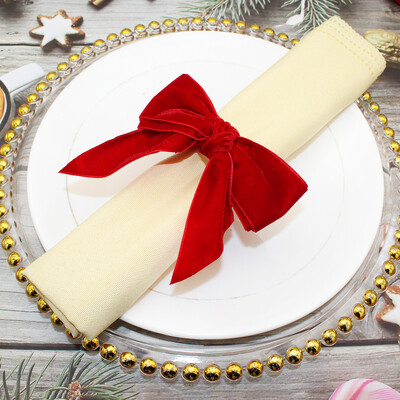 6 ks krúžkov na obrúsky s mašľou a držiakom na obrúsky s prackami na obrúsky na Vianoce, Valentína, Svadobnú hostinu, Dekoráciu stola