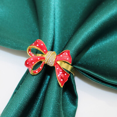 6 ks krúžkov na obrúsky s mašľou a držiakom na obrúsky s prackami na obrúsky na Vianoce, Valentína, Svadobnú hostinu, Dekoráciu stola