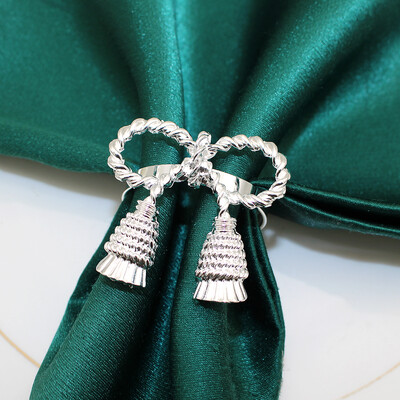 6 ks krúžkov na obrúsky s mašľou a držiakom na obrúsky s prackami na obrúsky na Vianoce, Valentína, Svadobnú hostinu, Dekoráciu stola