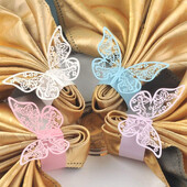 50 komada Šuplji 3D prstenovi za salvete s leptirima Premium DIY ukras za stol za večeru Kreativno vjenčanje za proslavu svadbene večere