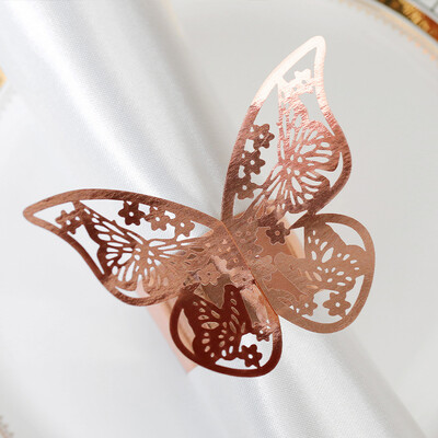 50 komada Šuplji 3D prstenovi za salvete s leptirima Premium DIY ukras za stol za večeru Kreativno vjenčanje za proslavu svadbene večere