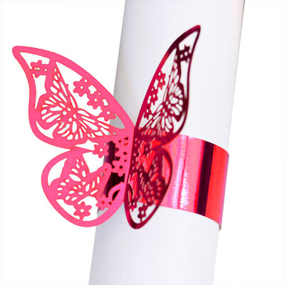 50 komada Šuplji 3D prstenovi za salvete s leptirima Premium DIY ukras za stol za večeru Kreativno vjenčanje za proslavu svadbene večere