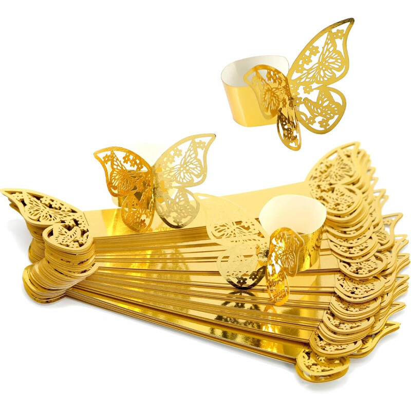 50 komada Šuplji 3D prstenovi za salvete s leptirima Premium DIY ukras za stol za večeru Kreativno vjenčanje za proslavu svadbene večere