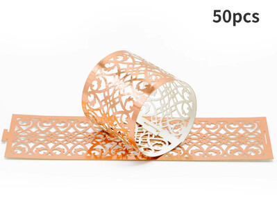 Kopča za salvete sa zlatnim listićima od 100 komada, reflektirajući prstenovi za papirnate držače za salvete u obliku zlatnih listića za dekoraciju stolova za svečane večere