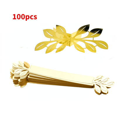 Kopča za salvete sa zlatnim listićima od 100 komada, reflektirajući prstenovi za papirnate držače za salvete u obliku zlatnih listića za dekoraciju stolova za svečane večere