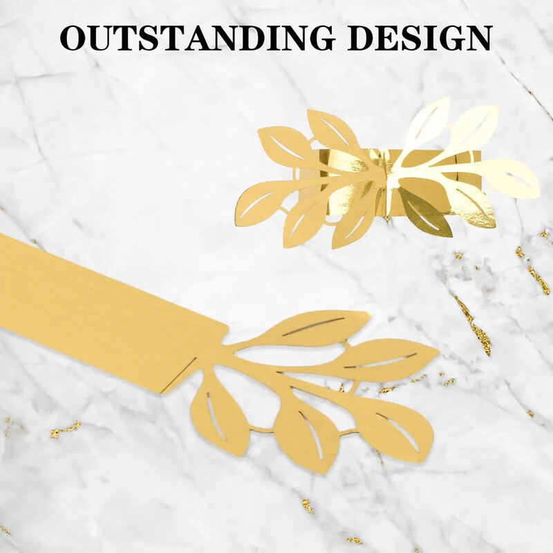 Kopča za salvete sa zlatnim listićima od 100 komada, reflektirajući prstenovi za papirnate držače za salvete u obliku zlatnih listića za dekoraciju stolova za svečane večere