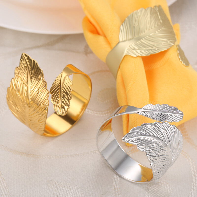 6 tk Creative Leaves Salvrätikurõngas Pandlahoidja Metallist pulmapeofestivali õhtusöögiks kodune lauakaunistus