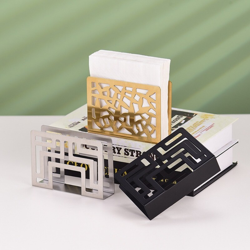 Sudraba/zelta/melns salvešu turētājs 12*8,5*3,2 CM nerūsējošā tērauda dobais salvešu turētājs Vertikāls salvešu turētājs Kafejnīca