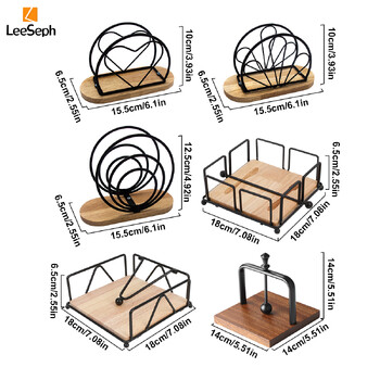 Leeseph Μοντέρνα θήκη χαρτοπετσέτας με ξύλινη βάση, κομψό σχέδιο για τραπέζι φαγητού, στιβαρή και διακοσμητική θήκη για χαρτοπετσέτες