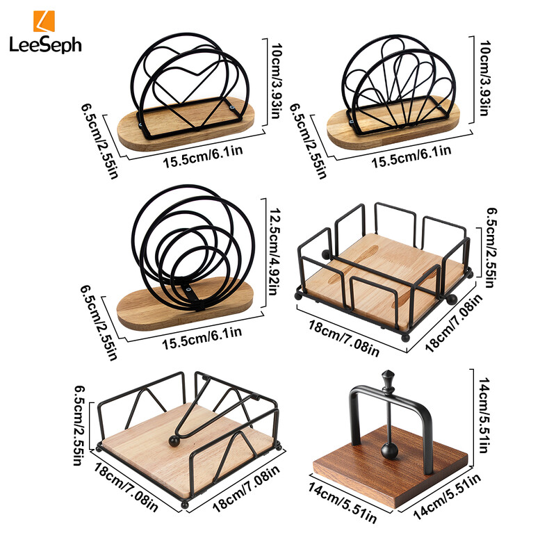 Leeseph moderan držač za salvete s drvenom bazom, elegantnog dizajna za blagovaonski stol, čvrst i ukrasan držač za papirnate salvete