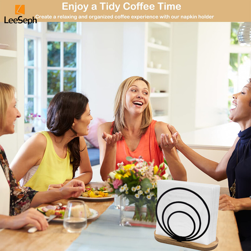 Leeseph moderan držač za salvete s drvenom bazom, elegantnog dizajna za blagovaonski stol, čvrst i ukrasan držač za papirnate salvete