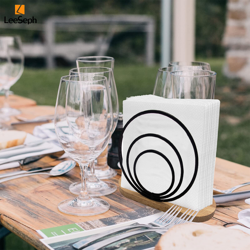 Leeseph moderan držač za salvete s drvenom bazom, elegantnog dizajna za blagovaonski stol, čvrst i ukrasan držač za papirnate salvete