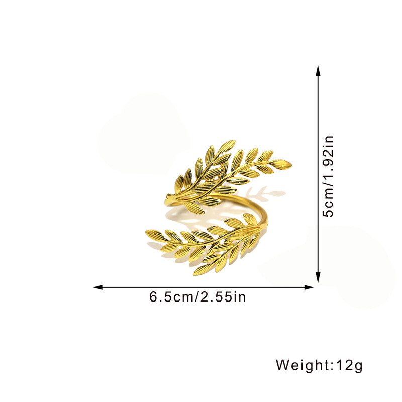 Kuldne nisu salvrätikurõngad metallist lehtedest salvrätikuhoidja lõikuspeo sügise tänupüha pulmapeo õhtusöögilaua kaunistamiseks
