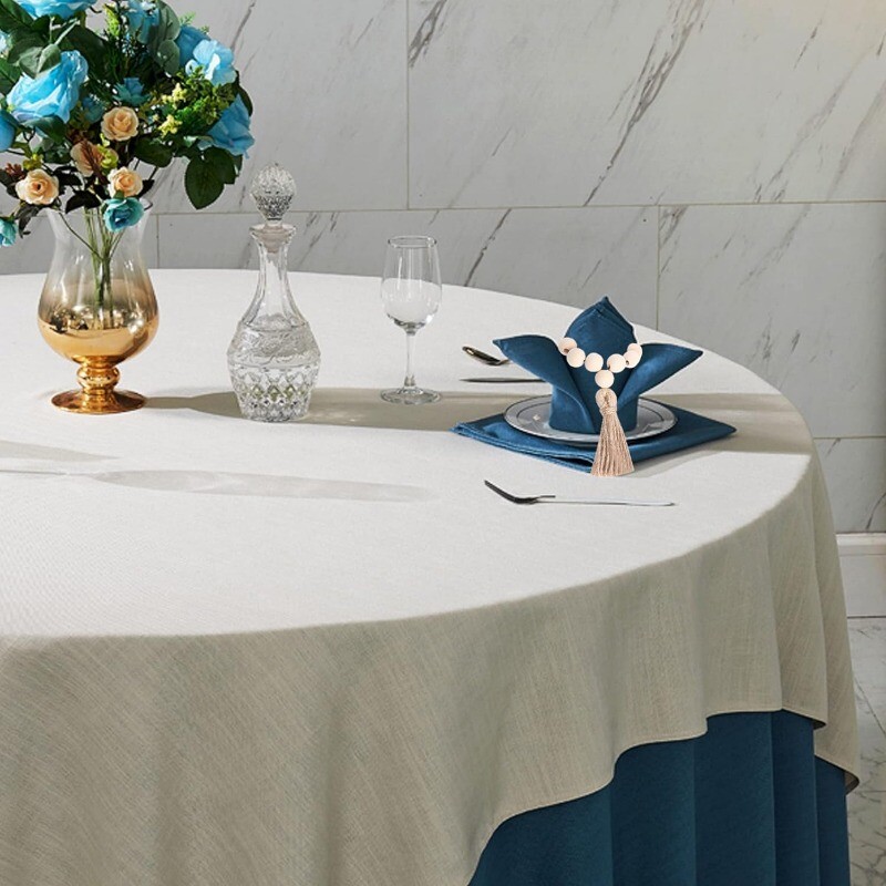 12 puidust helmestest salvrätirõngaste komplekt koos džuudist köiega tutidega talumaja pulmadeks jõuludeks kodu söögilaua peokaunistuseks