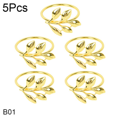1/3/5 buc inele de șervețel cu frunze de aur, elegante, perle pentru șervețele, catarame pentru nuntă, petrecere de aniversare, masă de banchet, decor DIY de Crăciun