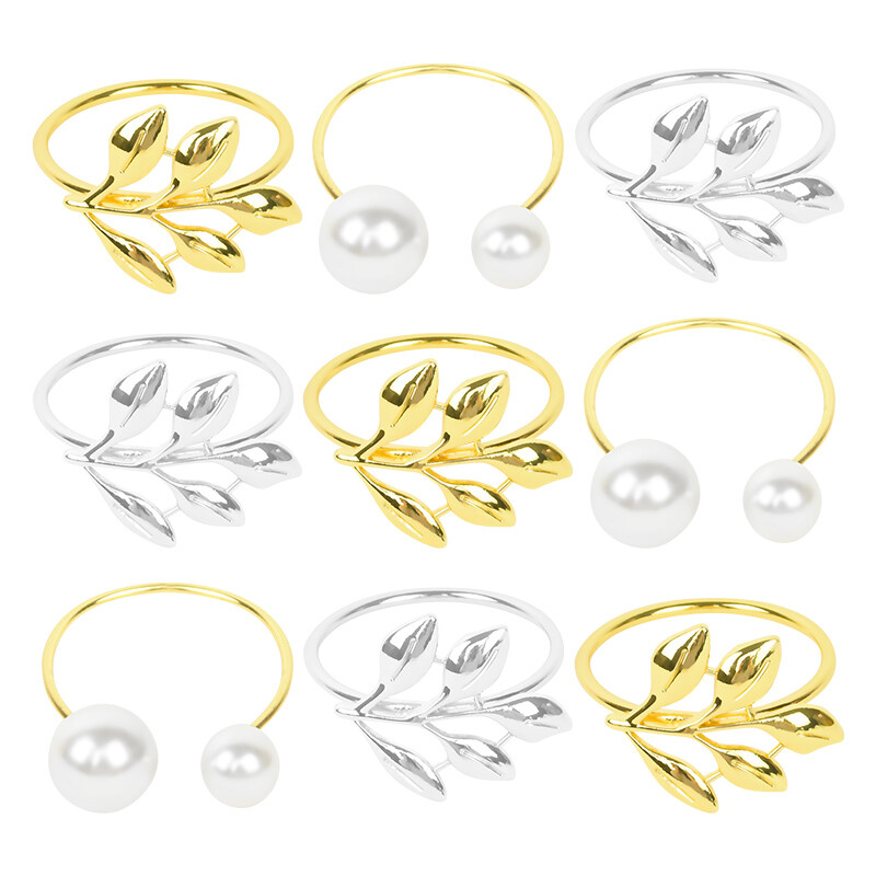 1/3/5 buc inele de șervețel cu frunze de aur, elegante, perle pentru șervețele, catarame pentru nuntă, petrecere de aniversare, masă de banchet, decor DIY de Crăciun