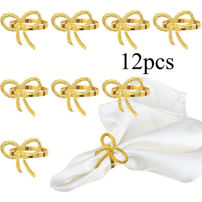 12 gab salvešu gredzeni sakausējuma dobi ziedu salvešu turētājs pusdienu galds Ziemassvētku rotājumi kāzu dekorācijas