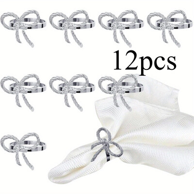 12 gab salvešu gredzeni sakausējuma dobi ziedu salvešu turētājs pusdienu galds Ziemassvētku rotājumi kāzu dekorācijas